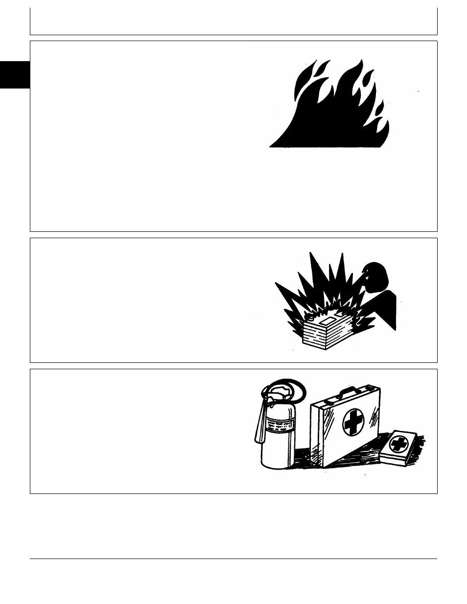 Handle fluids safely—avoid fires, Prevent battery explosions, Prepare for emergencies | John Deere 318 User Manual | Page 12 / 440