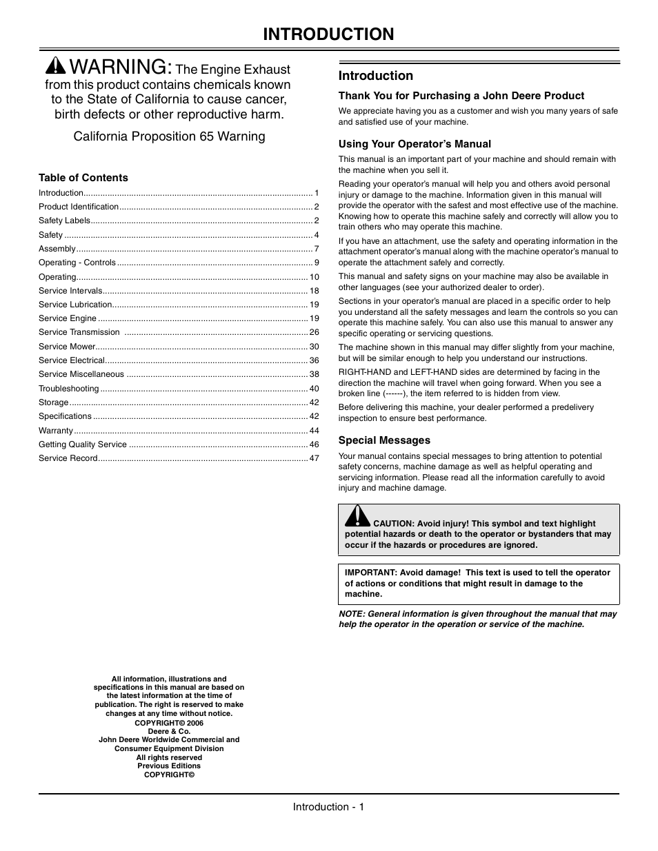 John Deere z425 User Manual | Page 2 / 48