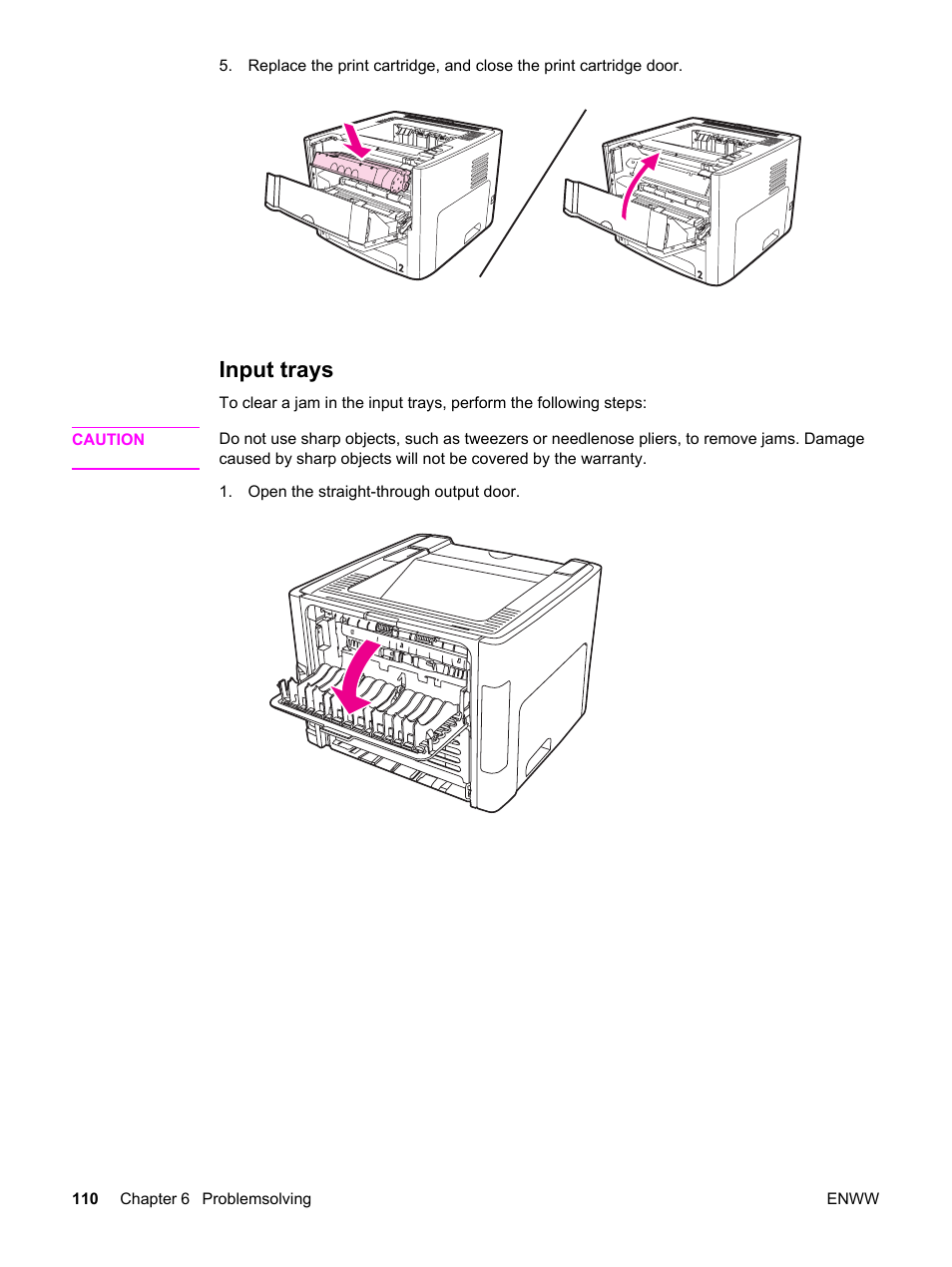 Input trays | HP LaserJet 1320 User Manual | Page 120 / 184