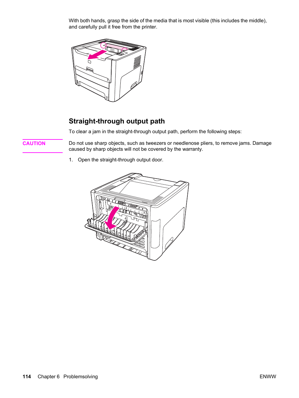 Straight-through output path | HP LaserJet 1320 User Manual | Page 124 / 184