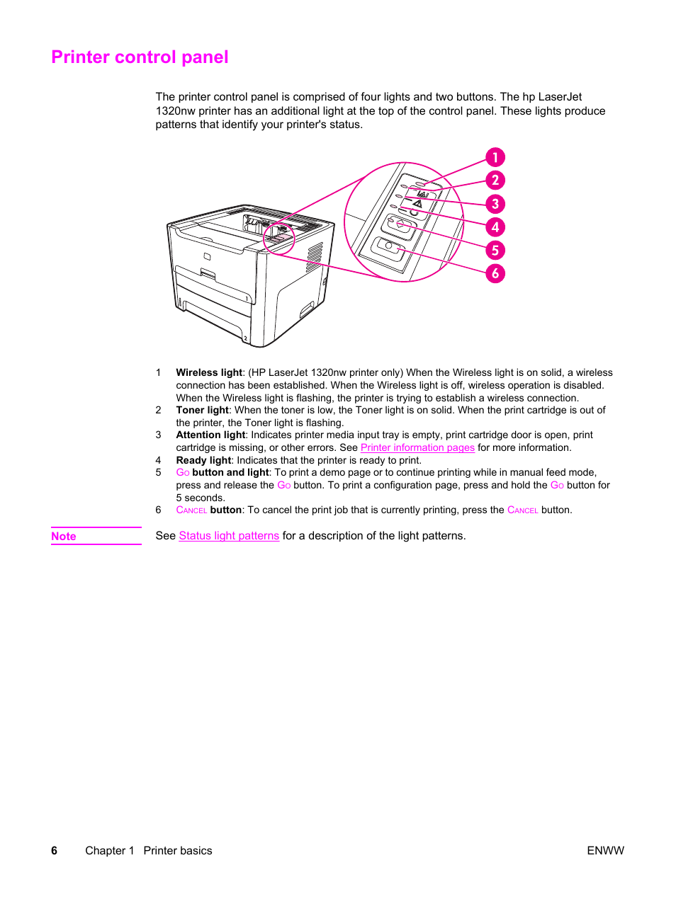 Printer control panel | HP LaserJet 1320 User Manual | Page 16 / 184