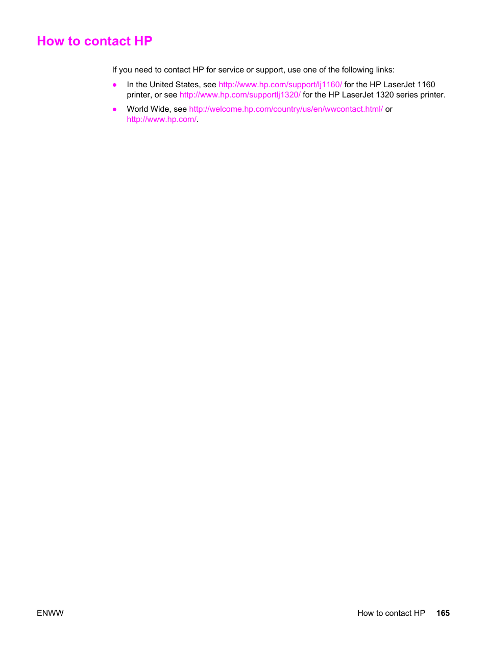 How to contact hp | HP LaserJet 1320 User Manual | Page 175 / 184