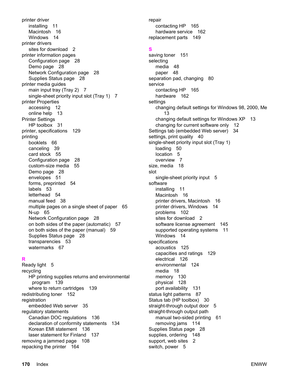 HP LaserJet 1320 User Manual | Page 180 / 184