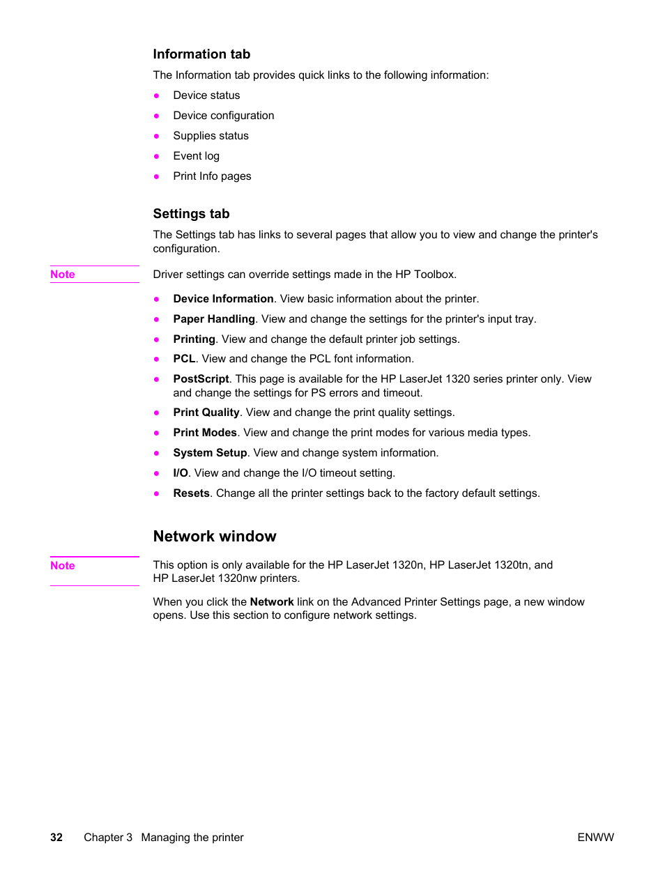 Network window | HP LaserJet 1320 User Manual | Page 42 / 184