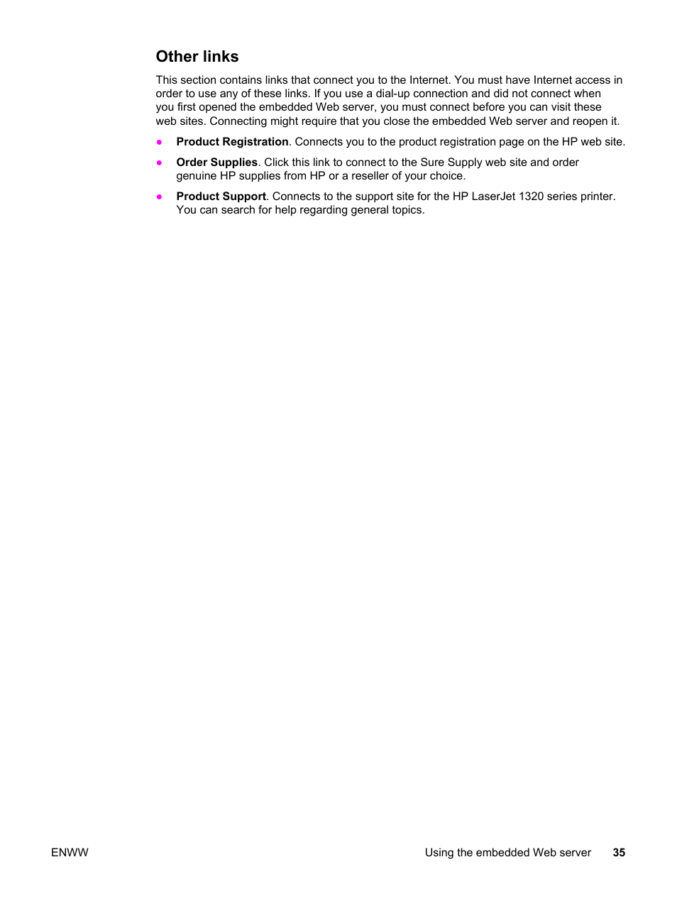 Other links | HP LaserJet 1320 User Manual | Page 45 / 184