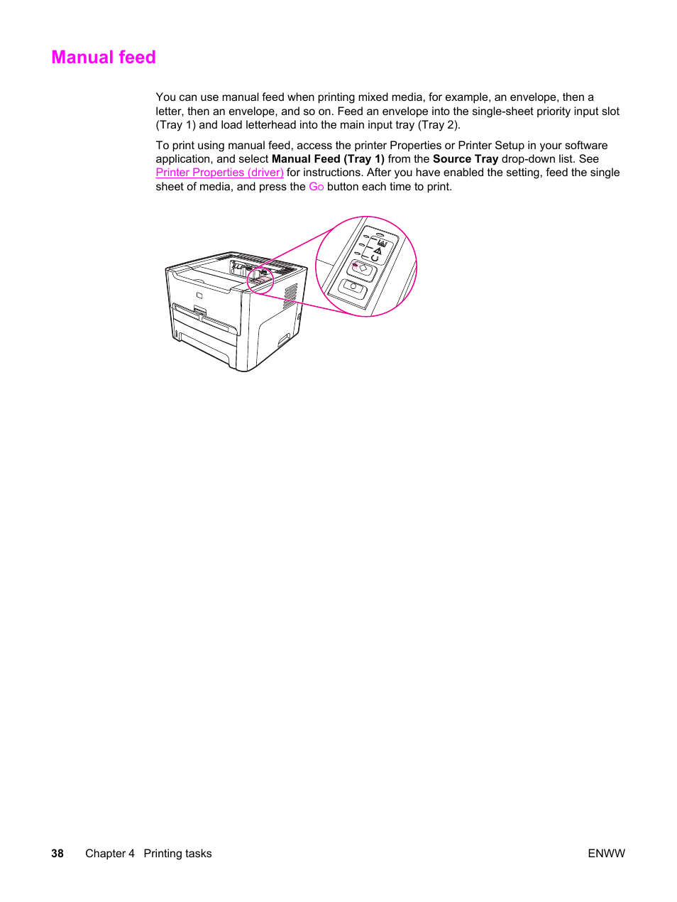 Manual feed | HP LaserJet 1320 User Manual | Page 48 / 184