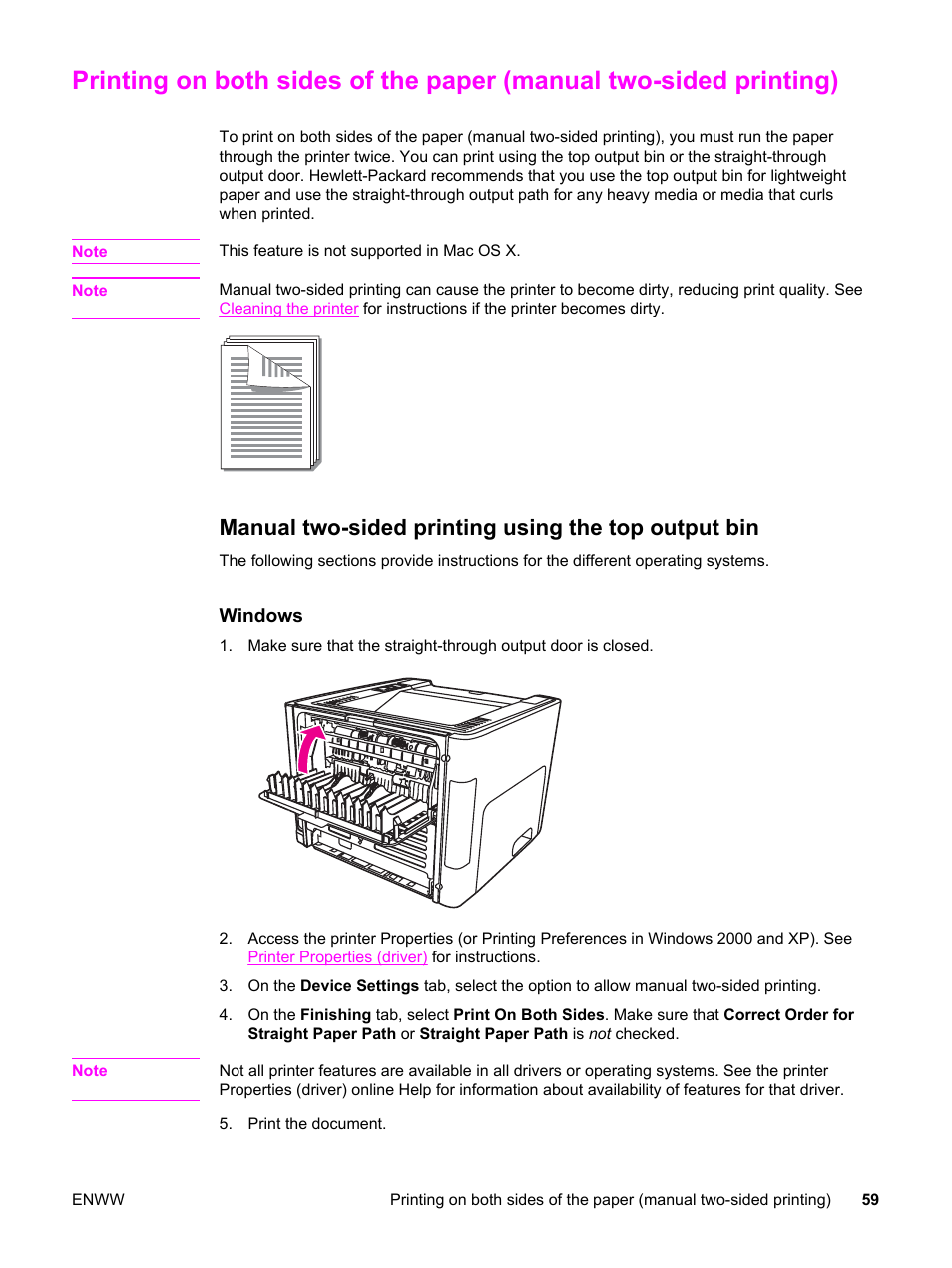 Manual two-sided printing using the top output bin | HP LaserJet 1320 User Manual | Page 69 / 184