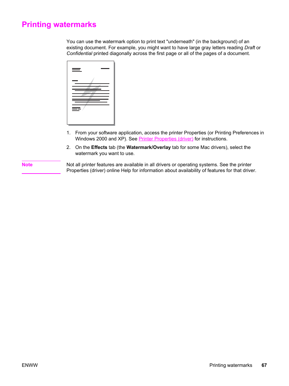 Printing watermarks | HP LaserJet 1320 User Manual | Page 77 / 184