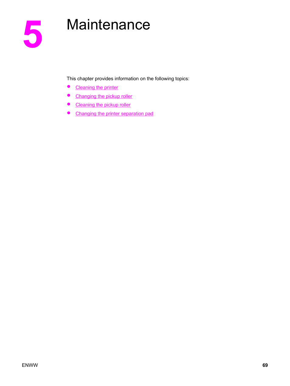 Maintenance, 5 maintenance | HP LaserJet 1320 User Manual | Page 79 / 184