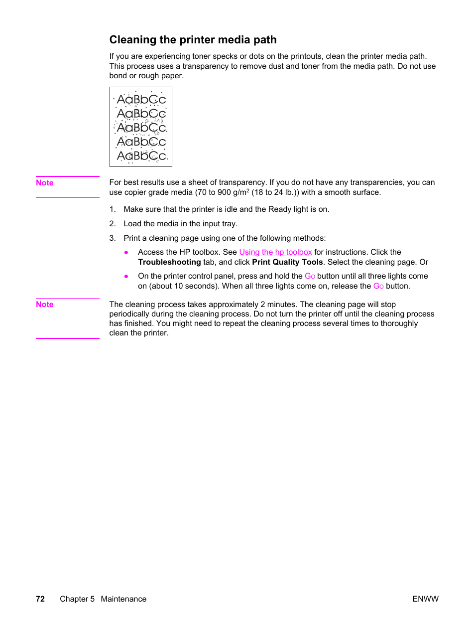 Cleaning the printer media path | HP LaserJet 1320 User Manual | Page 82 / 184
