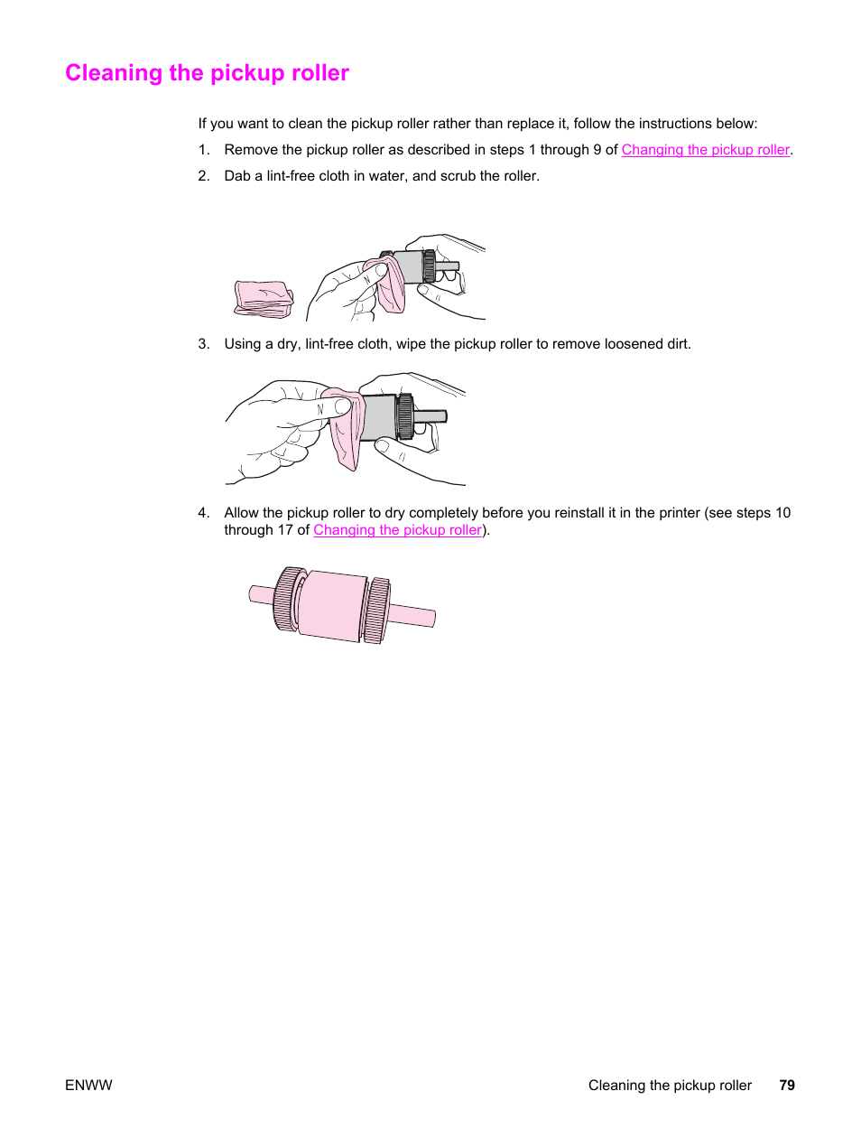 Cleaning the pickup roller | HP LaserJet 1320 User Manual | Page 89 / 184