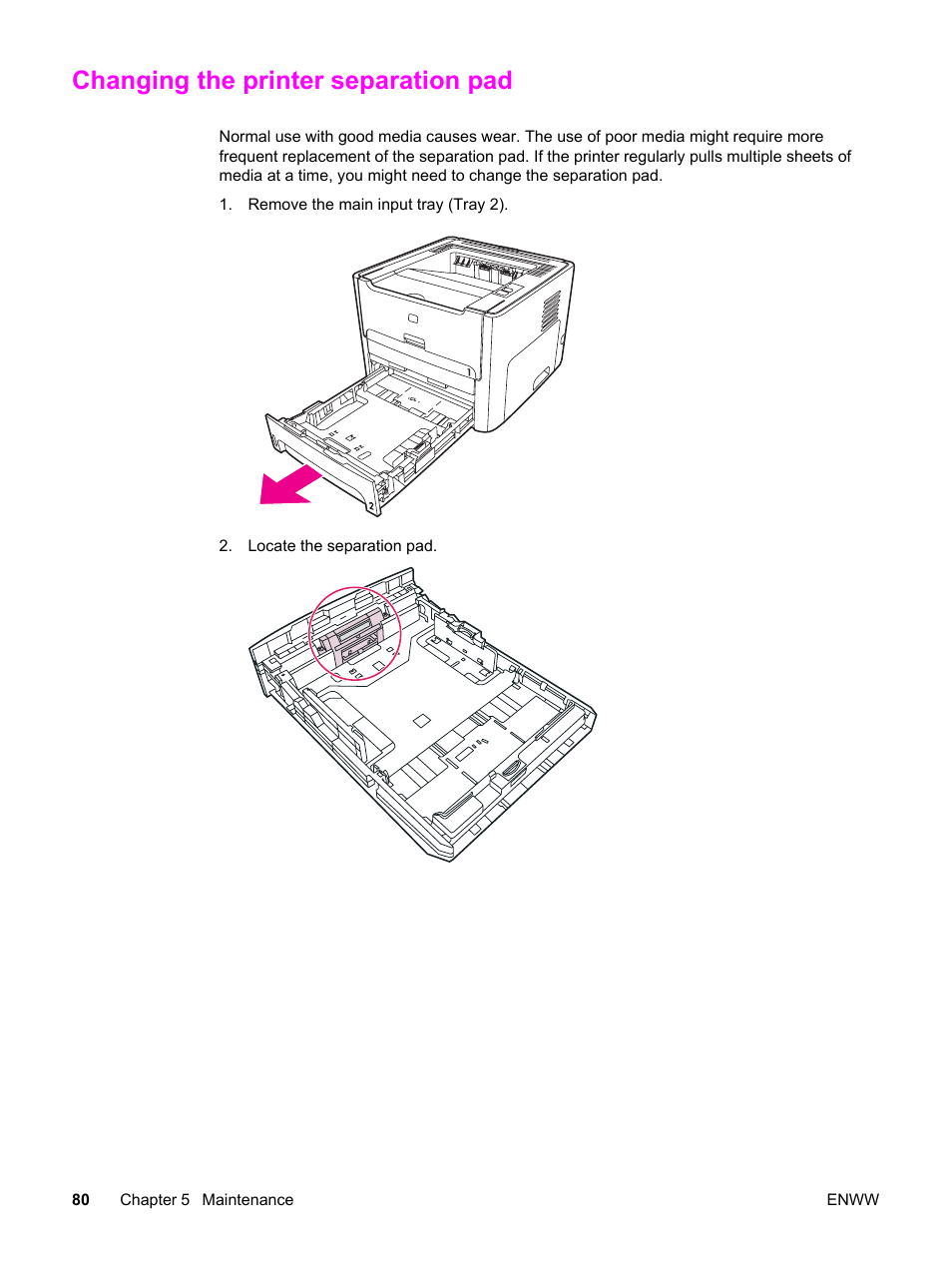 Changing the printer separation pad | HP LaserJet 1320 User Manual | Page 90 / 184