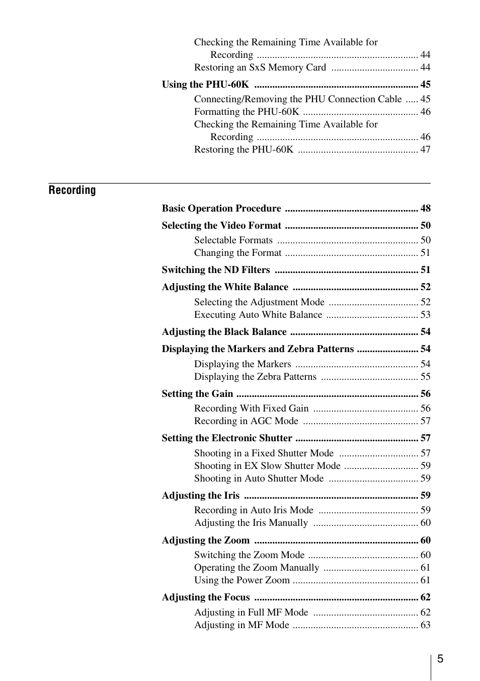 Sony PMW-EX3 User Manual | Page 5 / 162