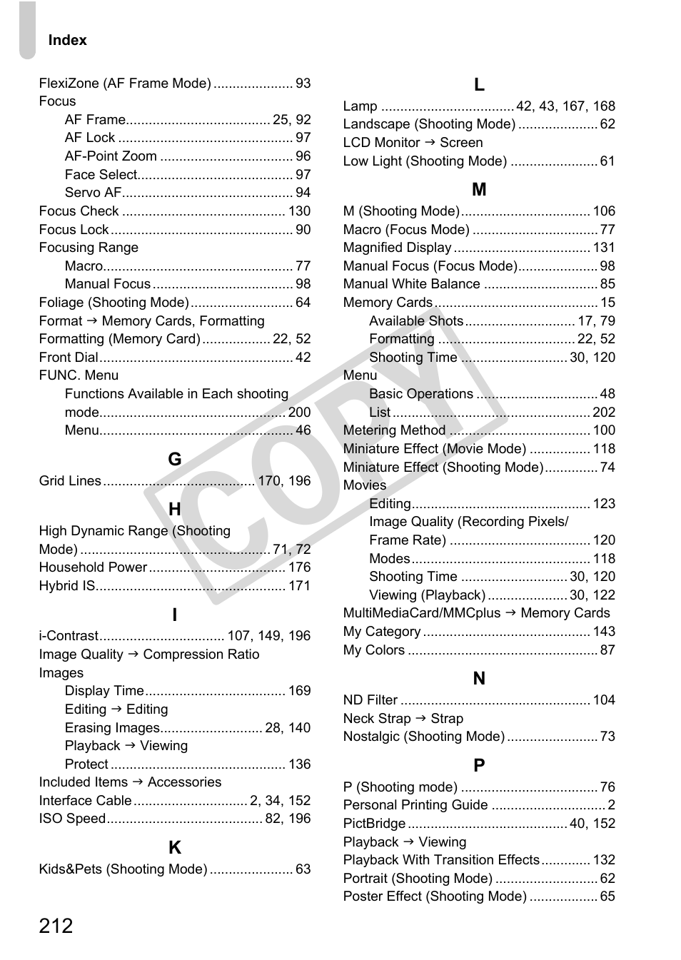C op y | Canon PowerShot G12 User Manual | Page 212 / 214
