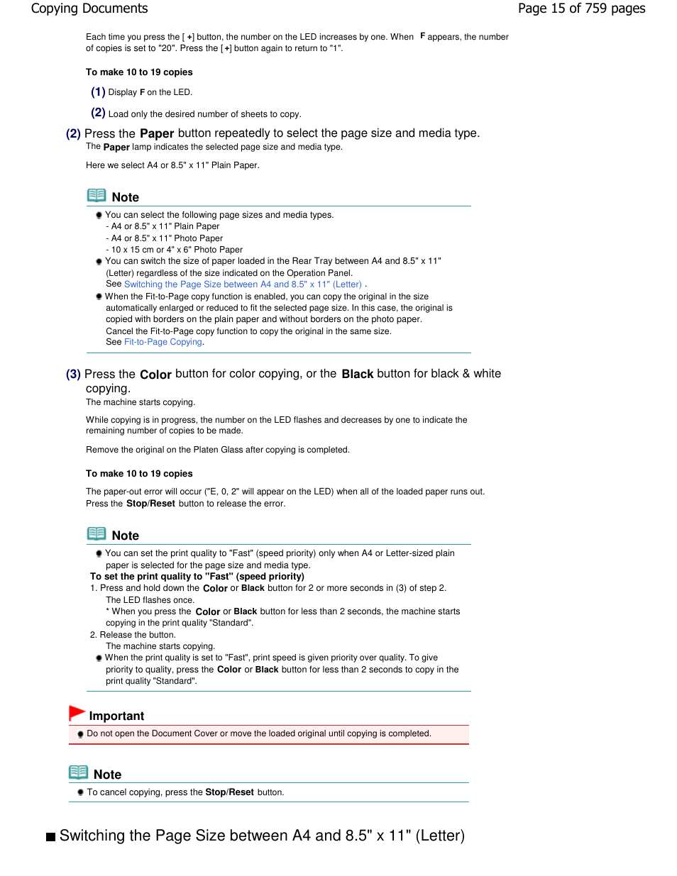2) press the paper, 3) press the color, Black | Copying | Canon mp495 User Manual | Page 15 / 759