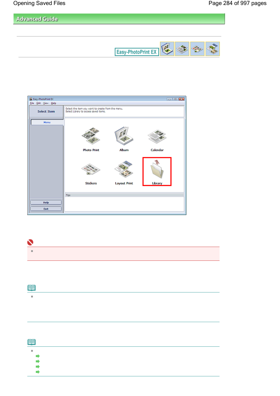 Opening saved files | Canon mx860 User Manual | Page 284 / 997