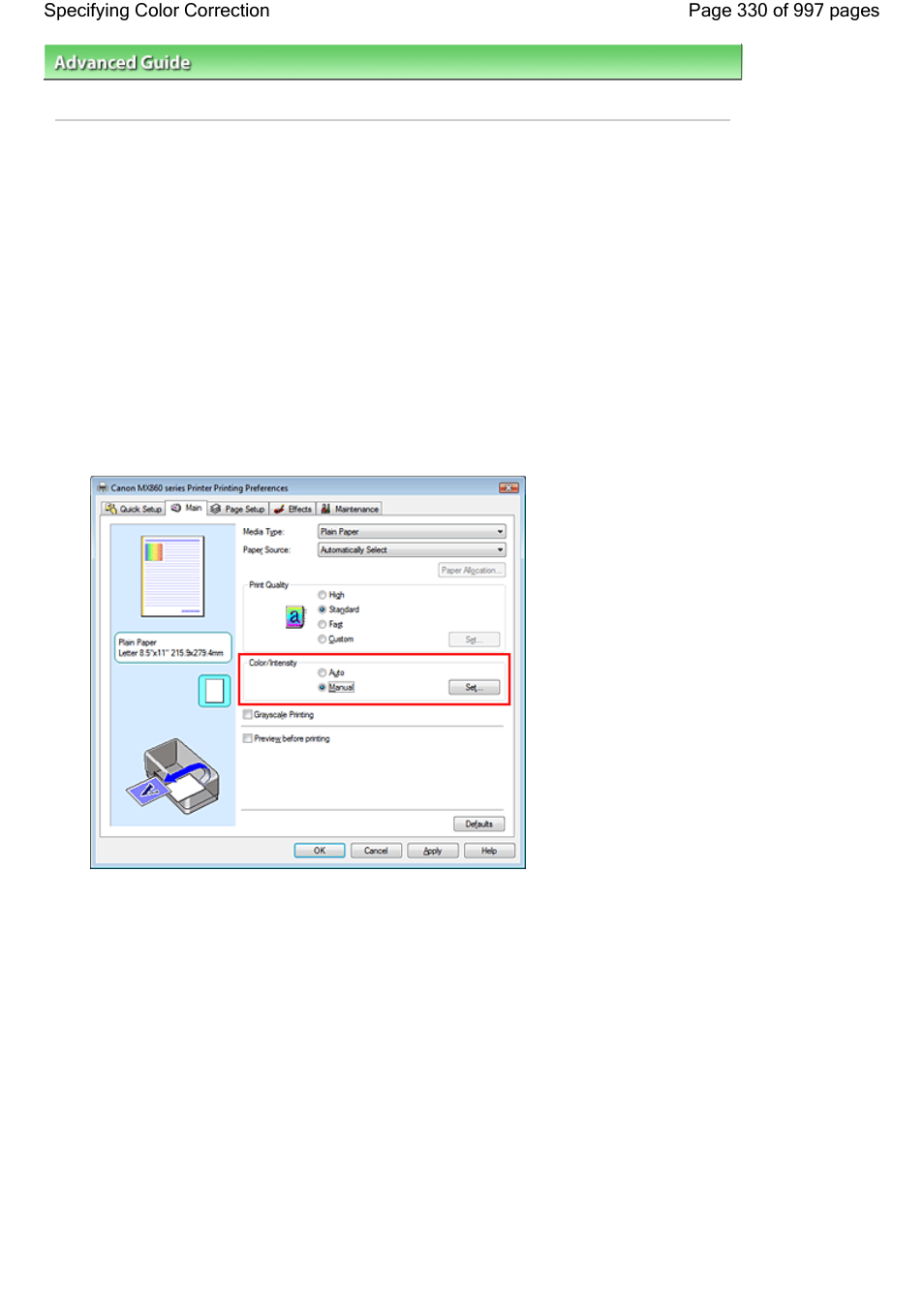 Specifying color correction | Canon mx860 User Manual | Page 330 / 997