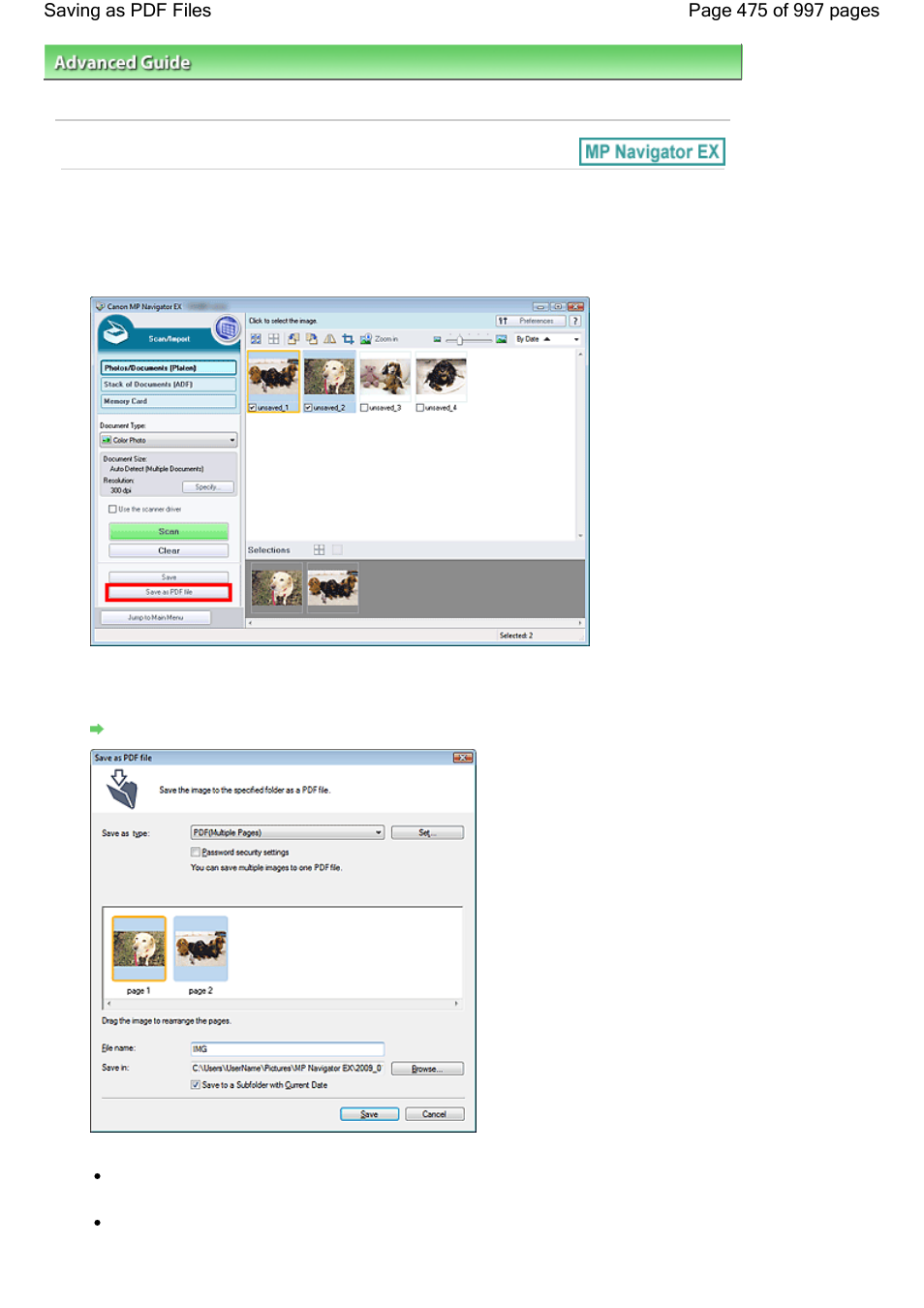 Saving as pdf files | Canon mx860 User Manual | Page 475 / 997