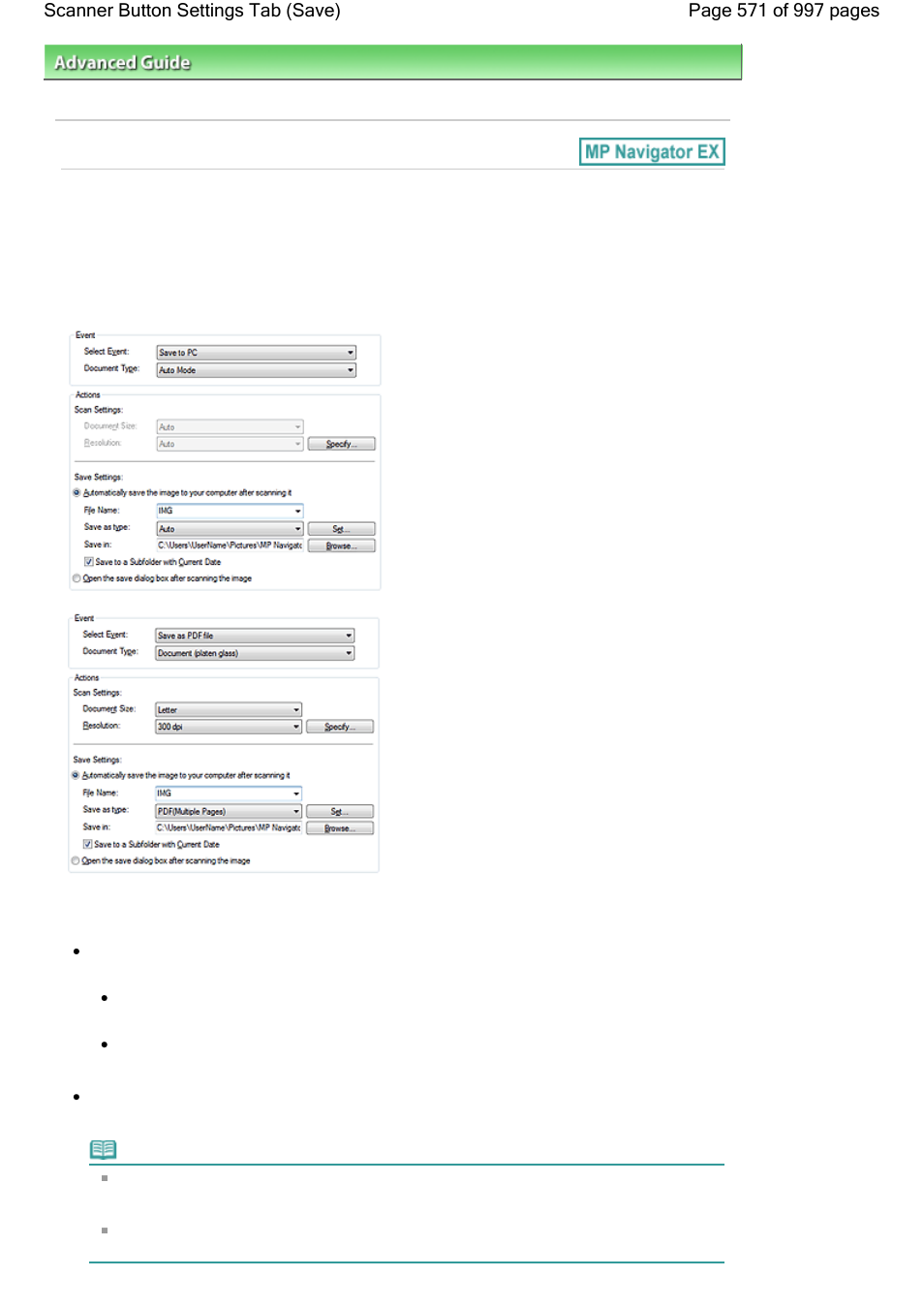 Scanner button settings tab (save) | Canon mx860 User Manual | Page 571 / 997