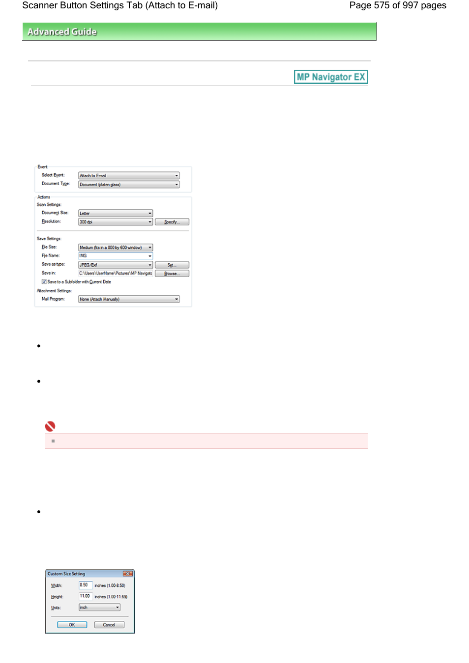 Scanner button settings tab (attach to e-mail) | Canon mx860 User Manual | Page 575 / 997