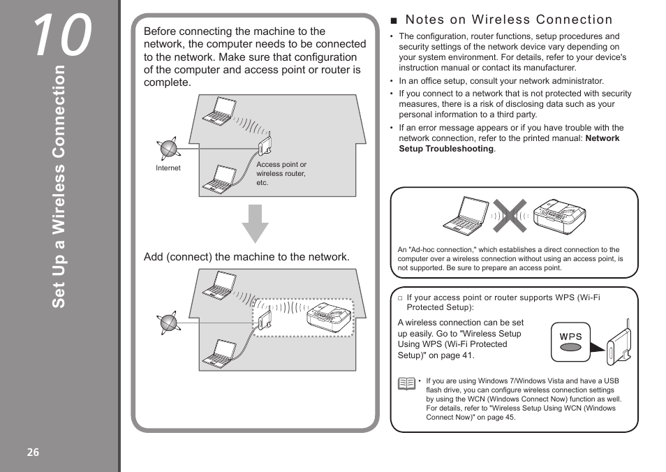 10 set up a wireless connection | Canon PIXMA MX340 User Manual | Page 28 / 75