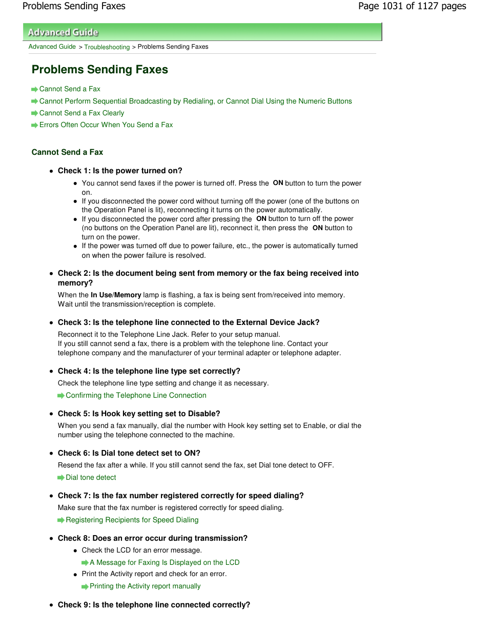 Problems sending faxes | Canon PIXMA MX870 User Manual | Page 1031 / 1127