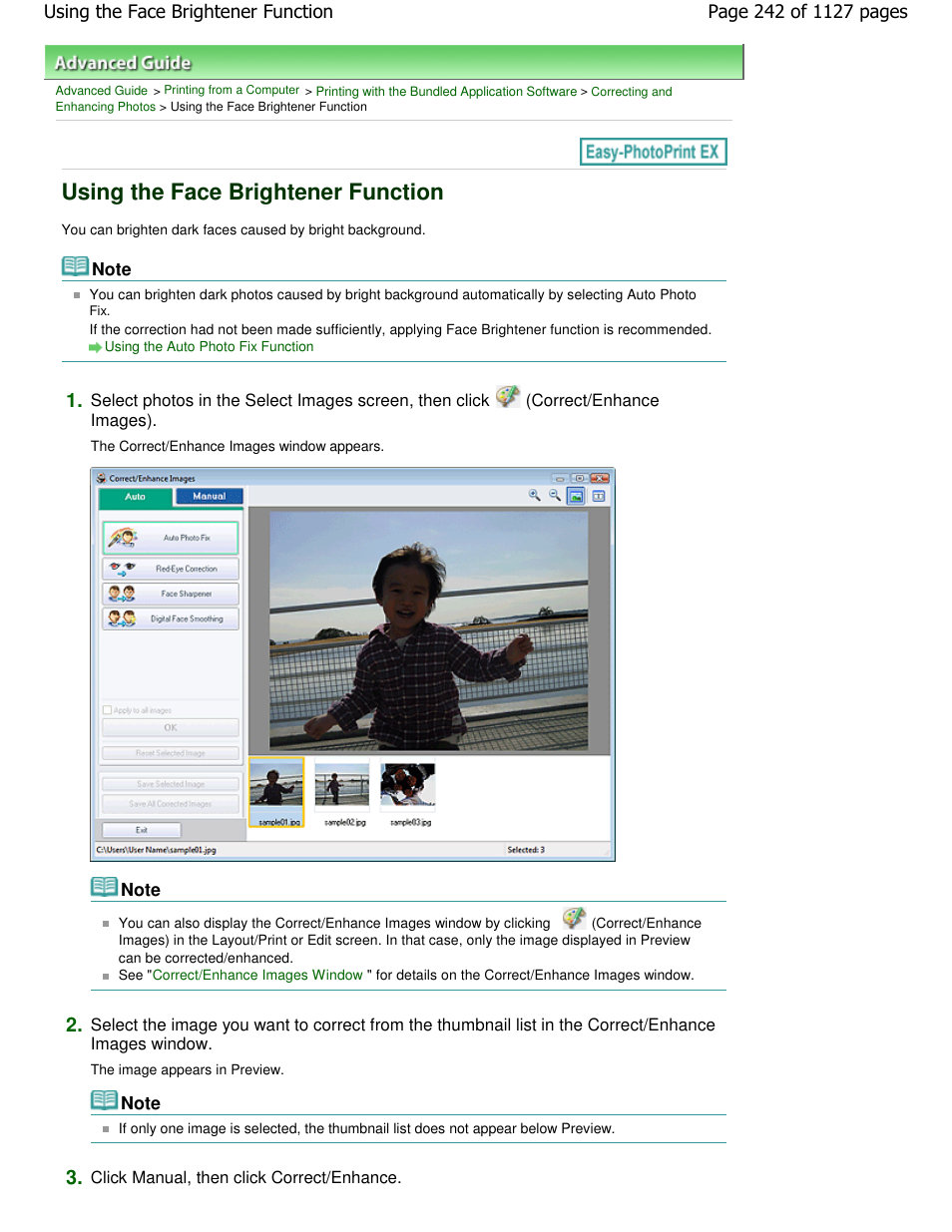 Using the face brightener function | Canon PIXMA MX870 User Manual | Page 242 / 1127