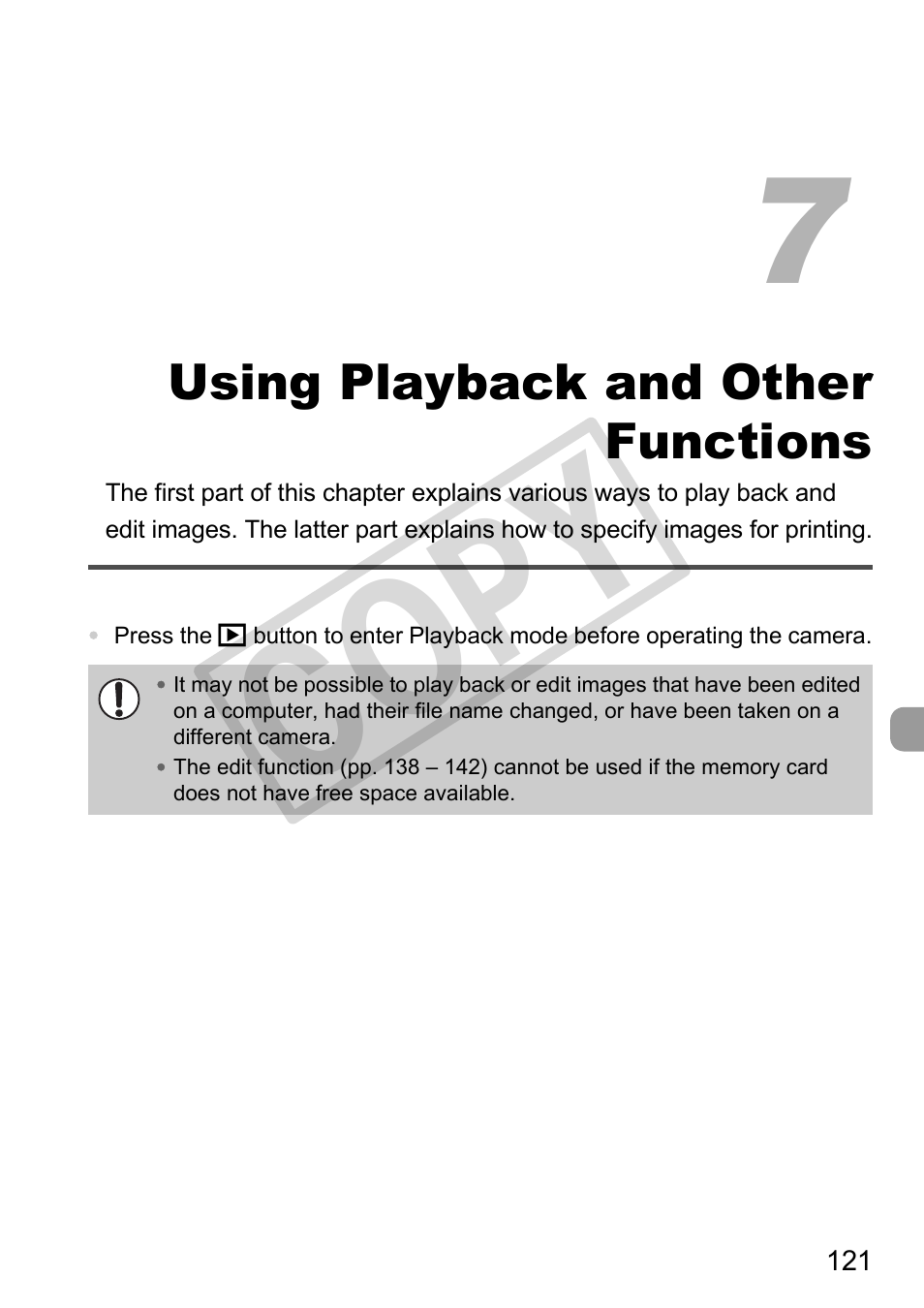 Using playback and other, Functions, Co py | Canon PowerShot G11 User Manual | Page 121 / 196