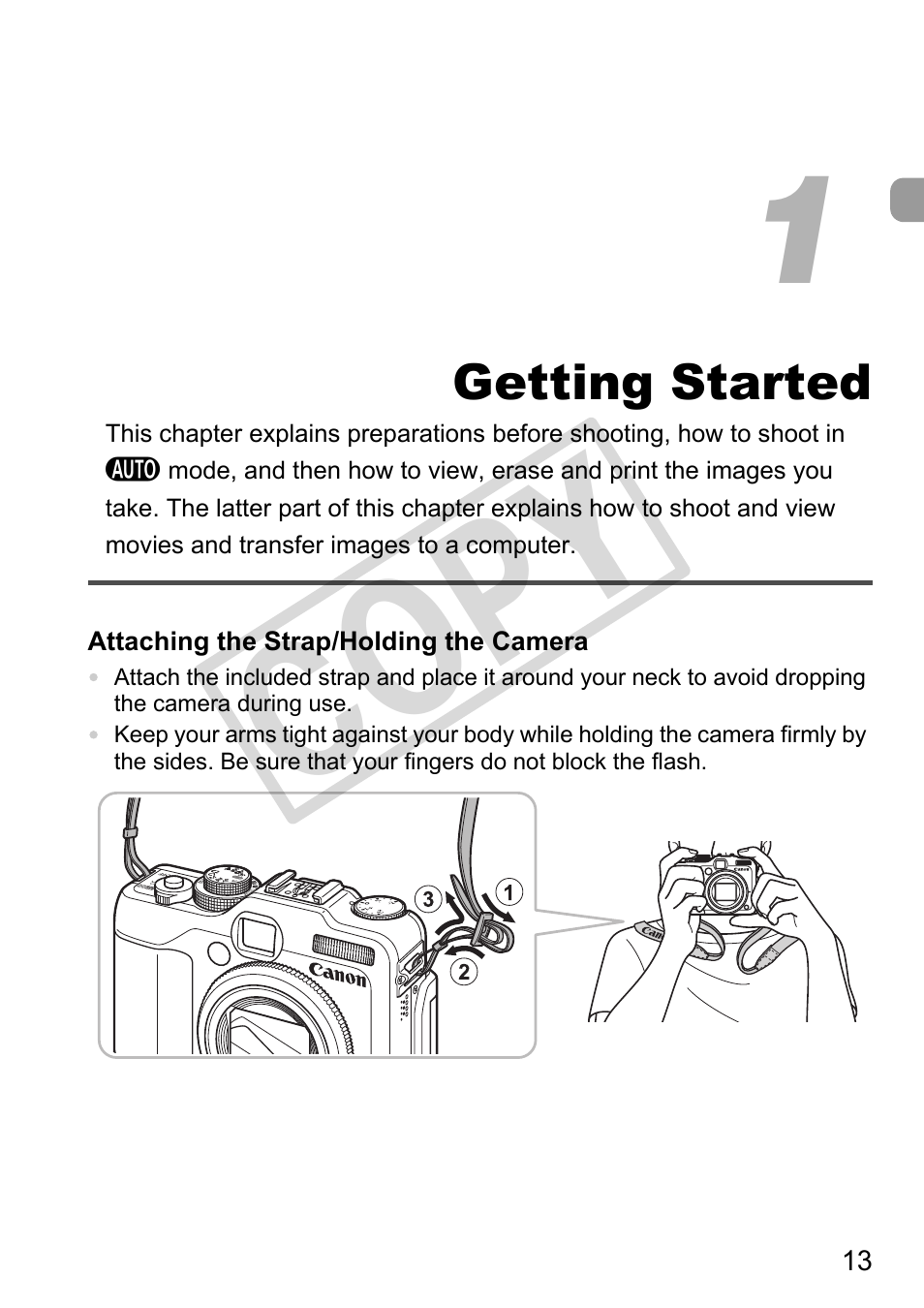 Getting started, Co py | Canon PowerShot G11 User Manual | Page 13 / 196