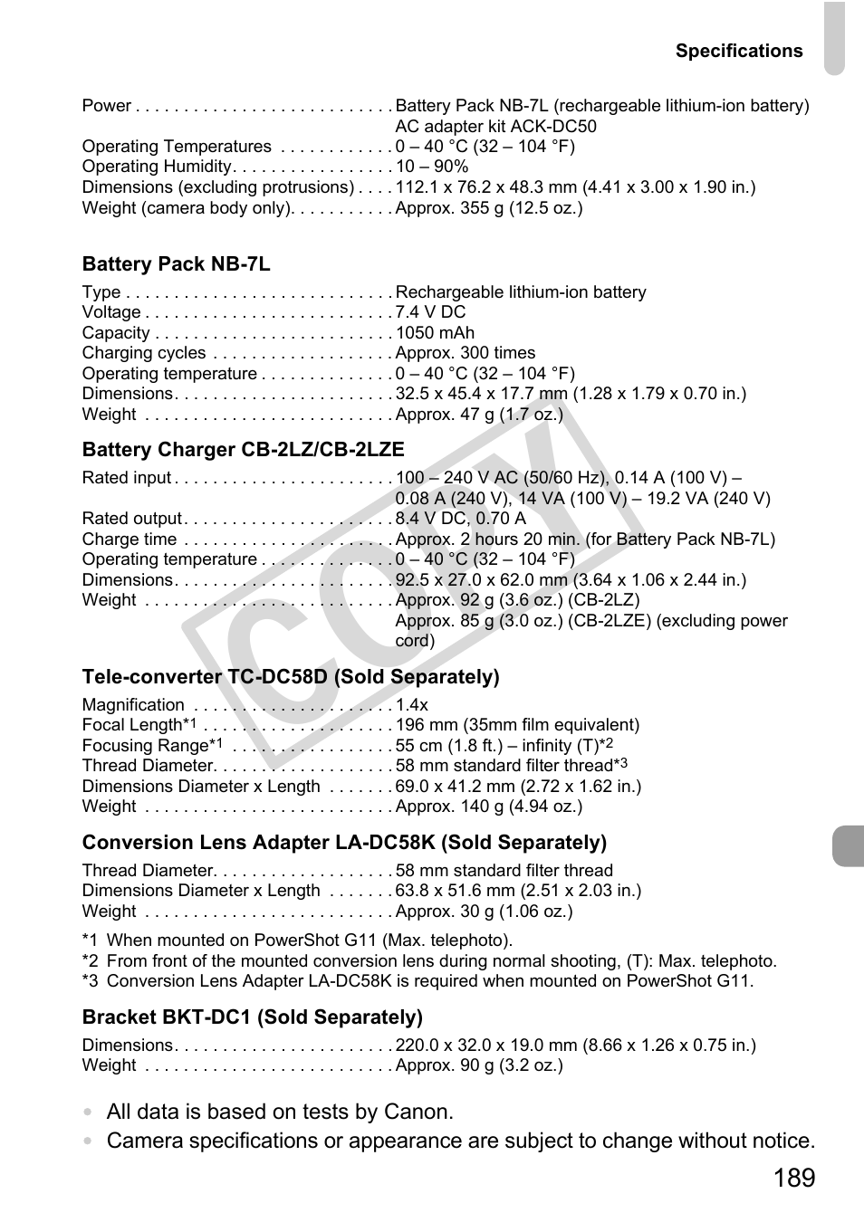 Co py | Canon PowerShot G11 User Manual | Page 189 / 196