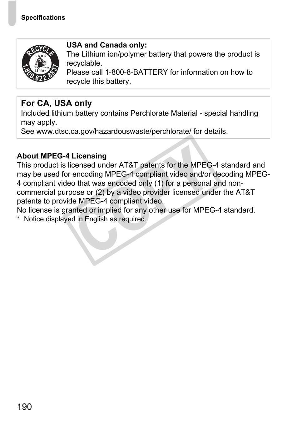 Co py | Canon PowerShot G11 User Manual | Page 190 / 196