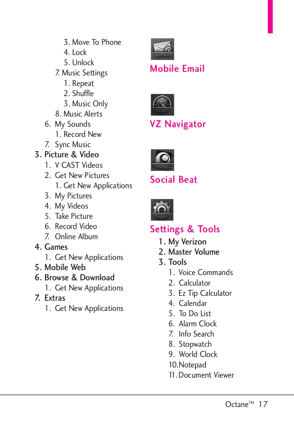 LG Octane VN530 User Manual | Page 19 / 166