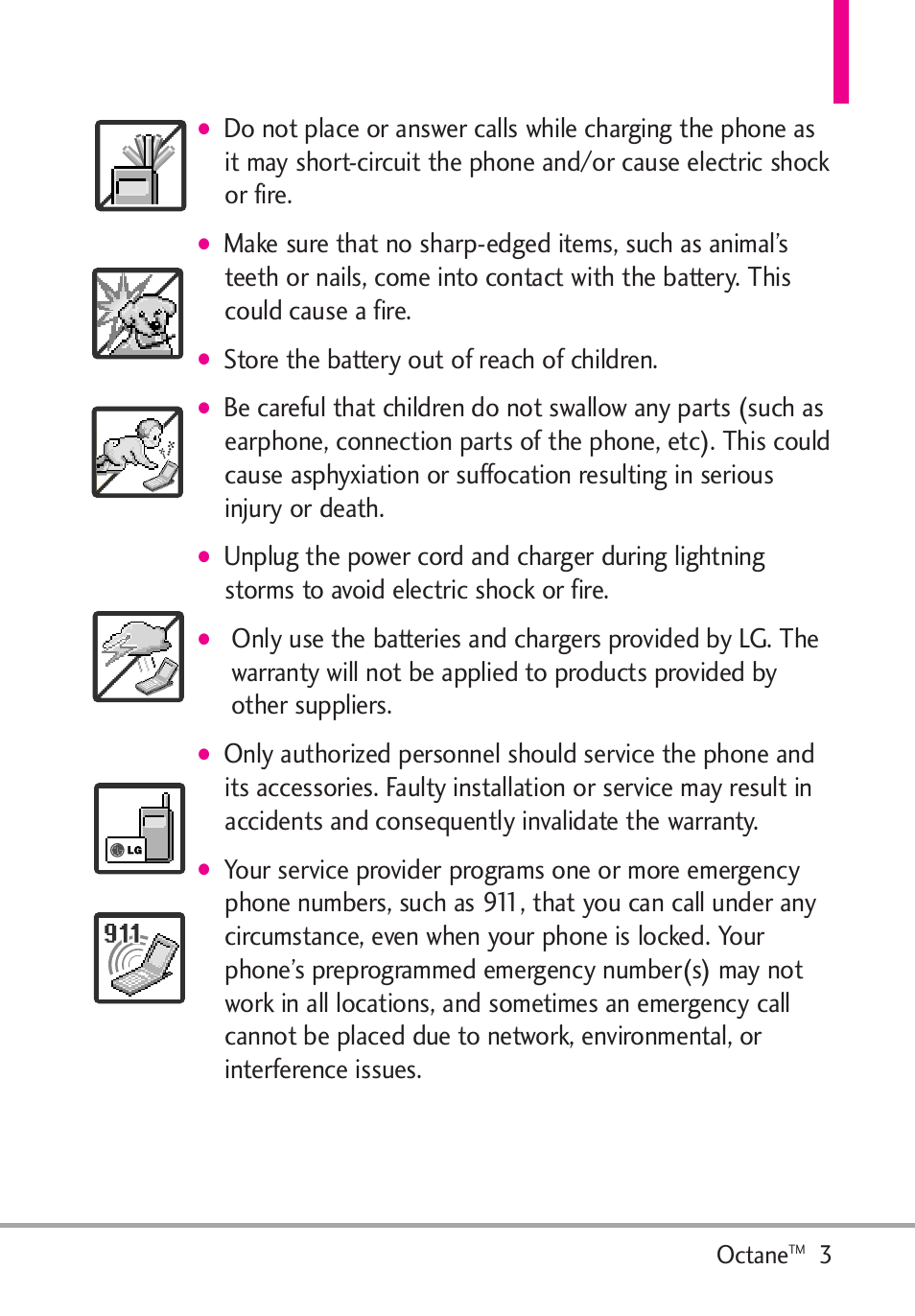 Store the battery out of reach of children | LG Octane VN530 User Manual | Page 5 / 166