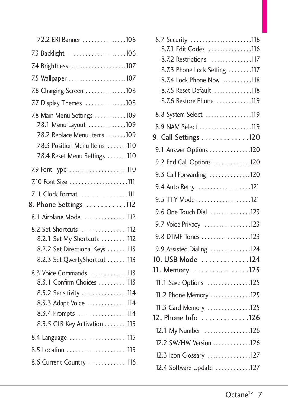 LG Octane VN530 User Manual | Page 9 / 166