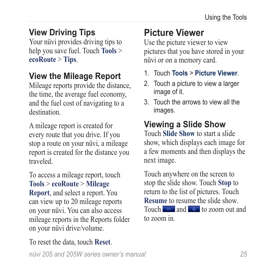 Picture viewer | Garmin Nuvi 265W User Manual | Page 31 / 64
