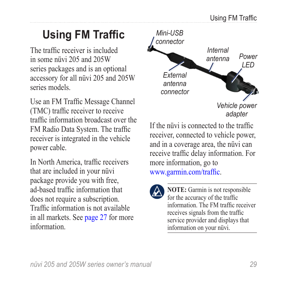 Using fm traffic | Garmin Nuvi 265W User Manual | Page 35 / 64