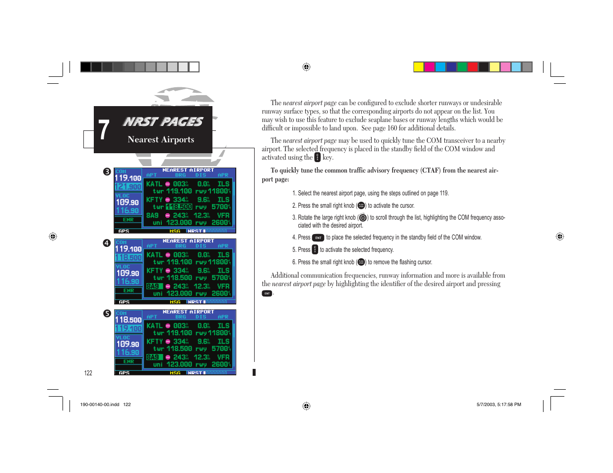 Nrst pages | Garmin GNS 430 User Manual | Page 130 / 204