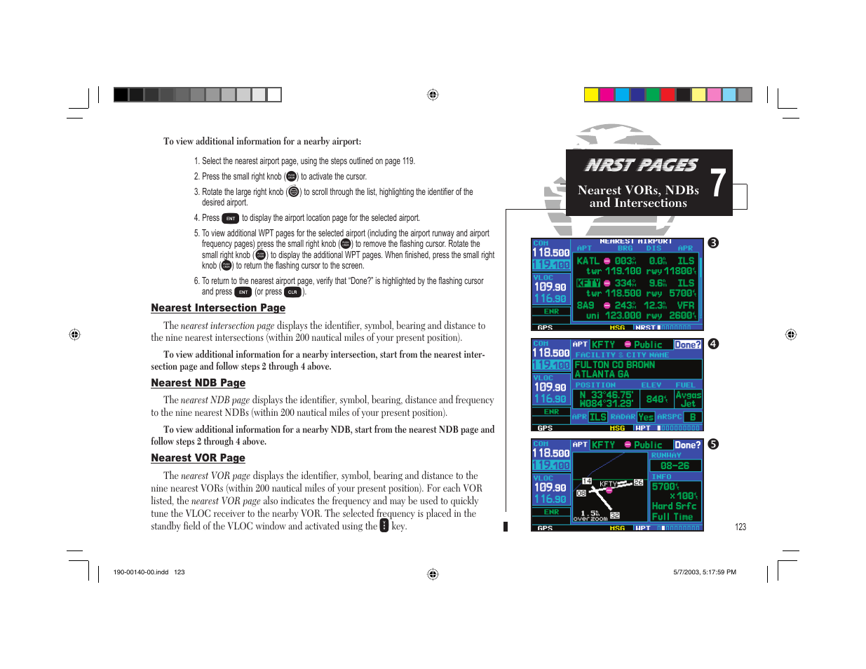 Nrst pages, Rq p | Garmin GNS 430 User Manual | Page 131 / 204
