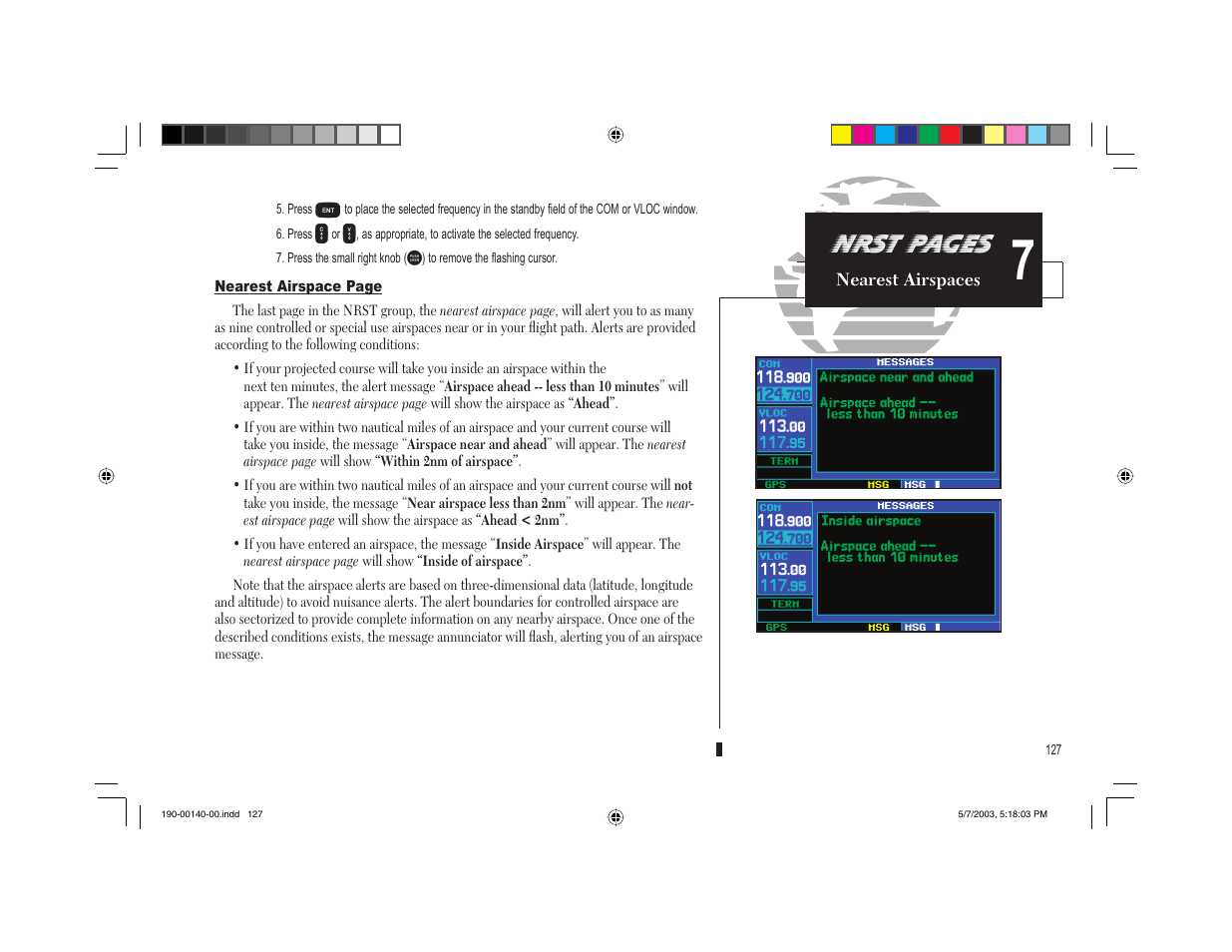 Nrst pages | Garmin GNS 430 User Manual | Page 135 / 204