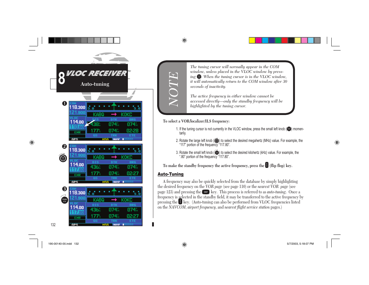 Vloc receiver | Garmin GNS 430 User Manual | Page 140 / 204