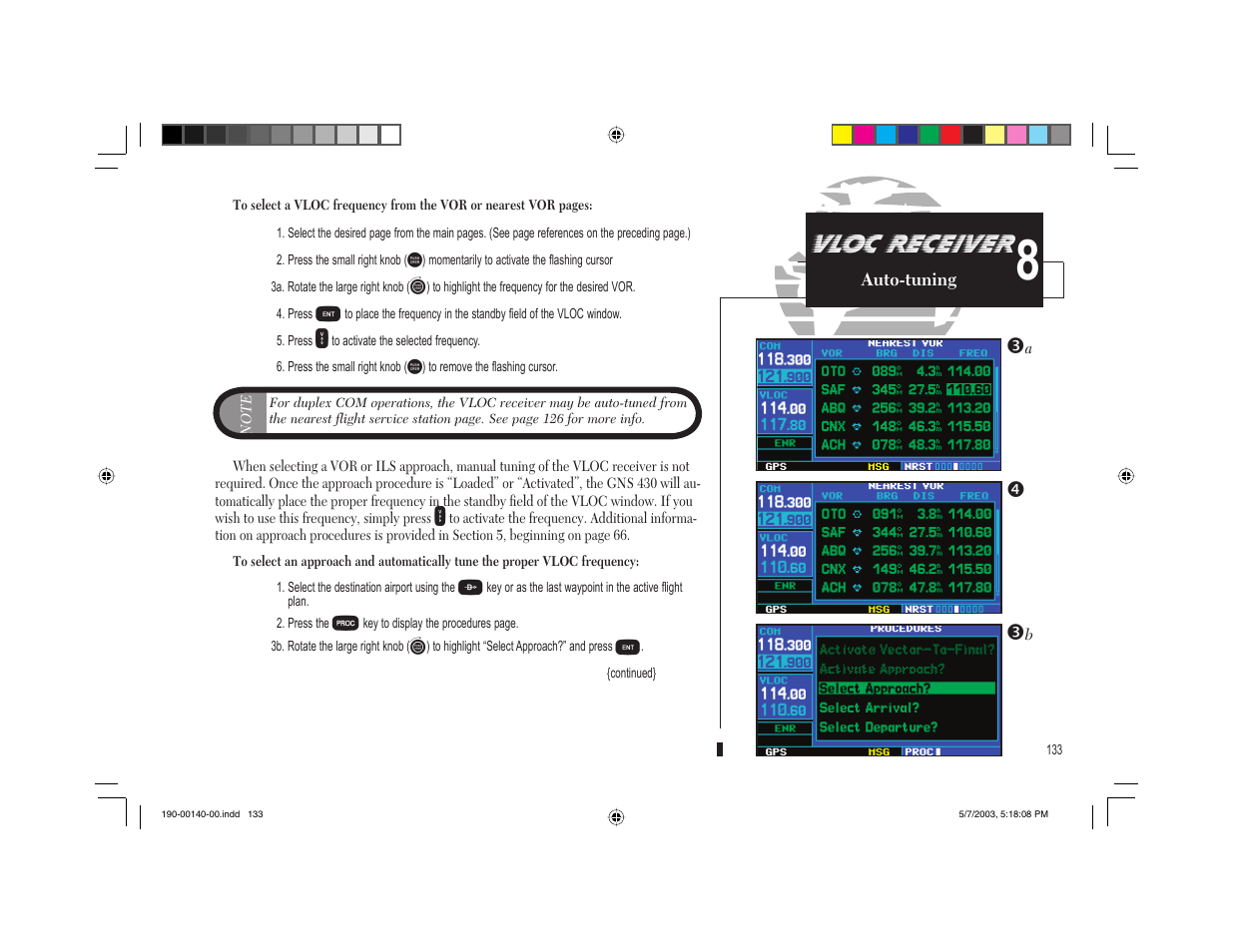Vloc receiver | Garmin GNS 430 User Manual | Page 141 / 204