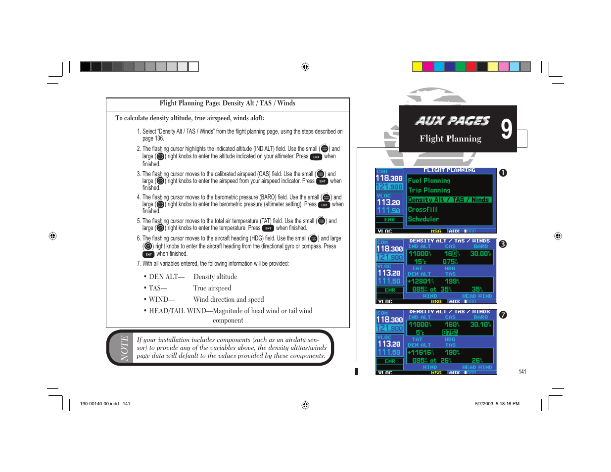 Aux pages, Pn t | Garmin GNS 430 User Manual | Page 149 / 204