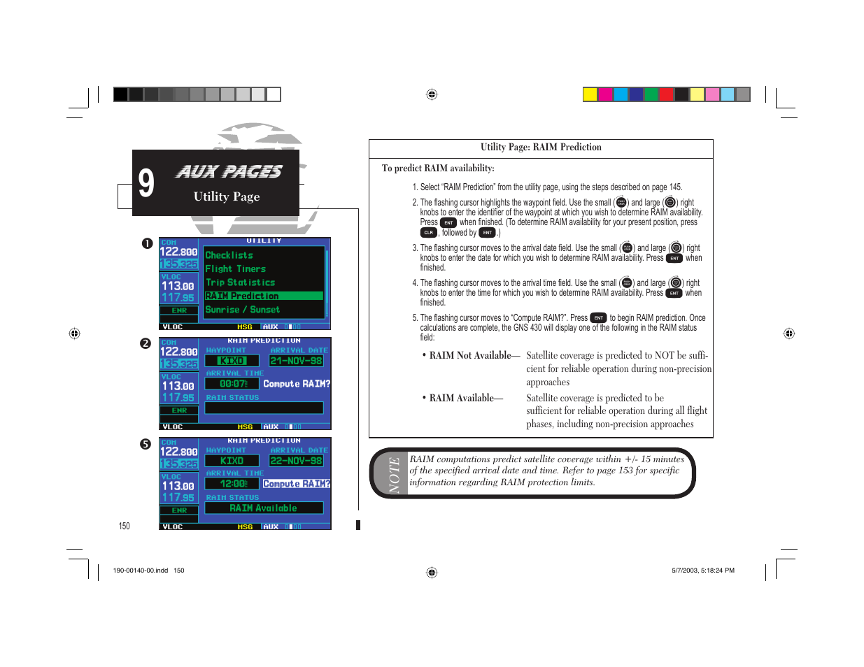 Aux pages, Ro n | Garmin GNS 430 User Manual | Page 158 / 204