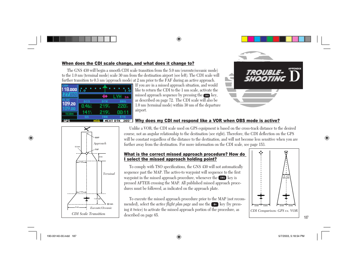 Trouble- shooting | Garmin GNS 430 User Manual | Page 195 / 204