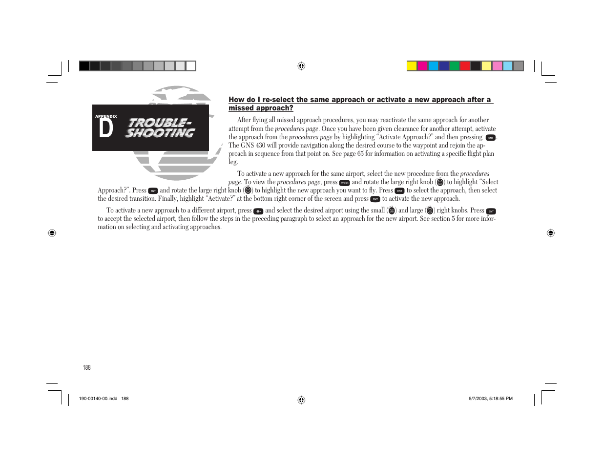 Trouble- shooting | Garmin GNS 430 User Manual | Page 196 / 204