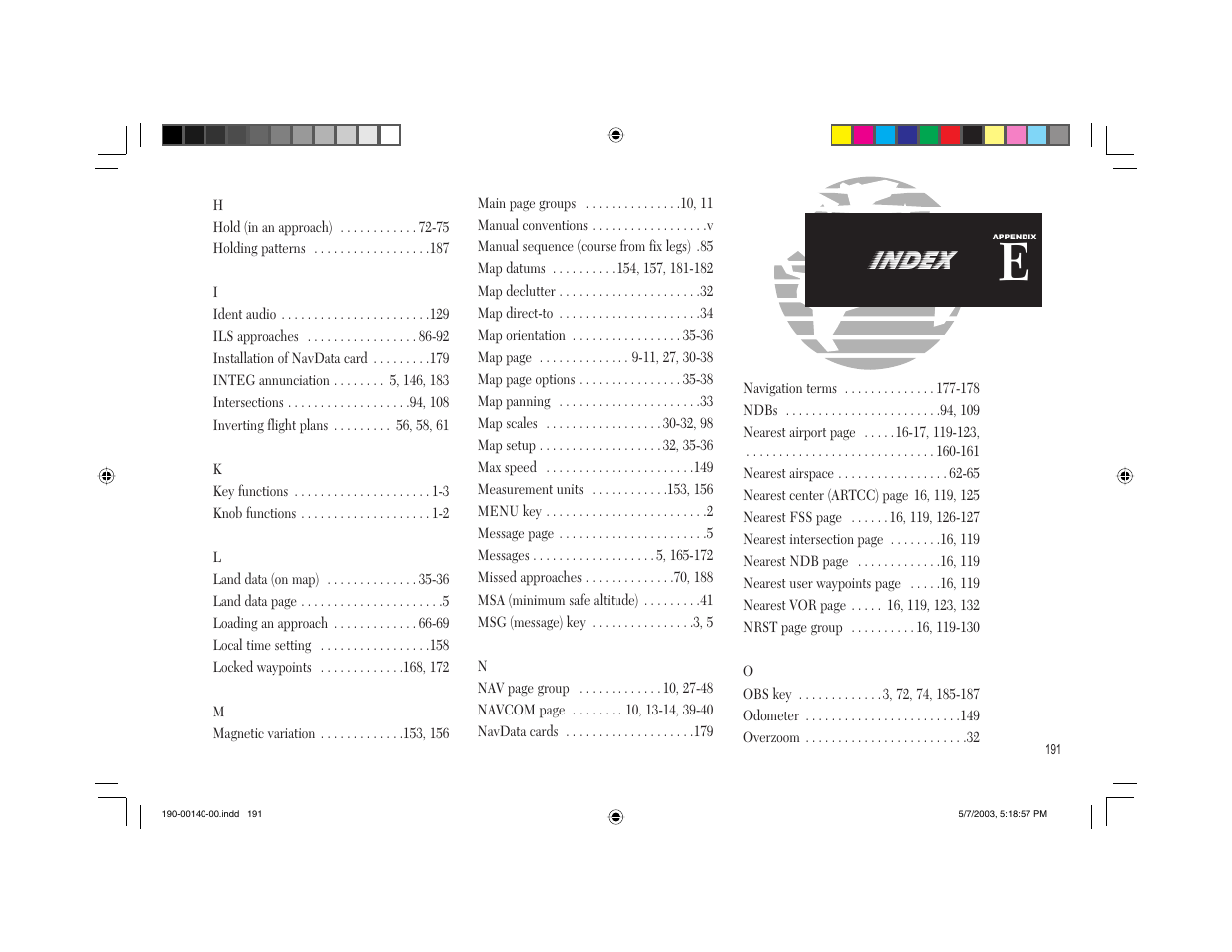 Index | Garmin GNS 430 User Manual | Page 199 / 204