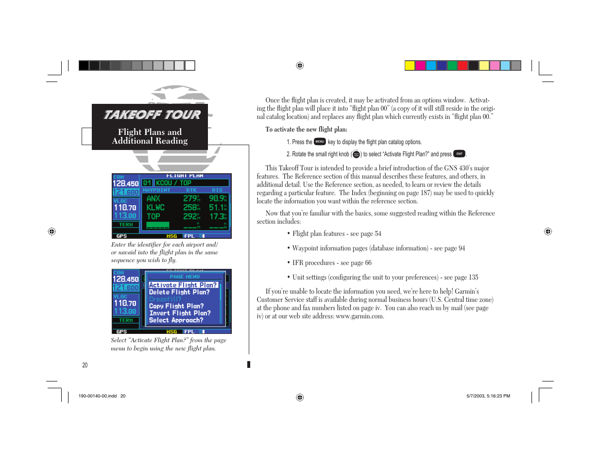 Takeoff tour | Garmin GNS 430 User Manual | Page 28 / 204