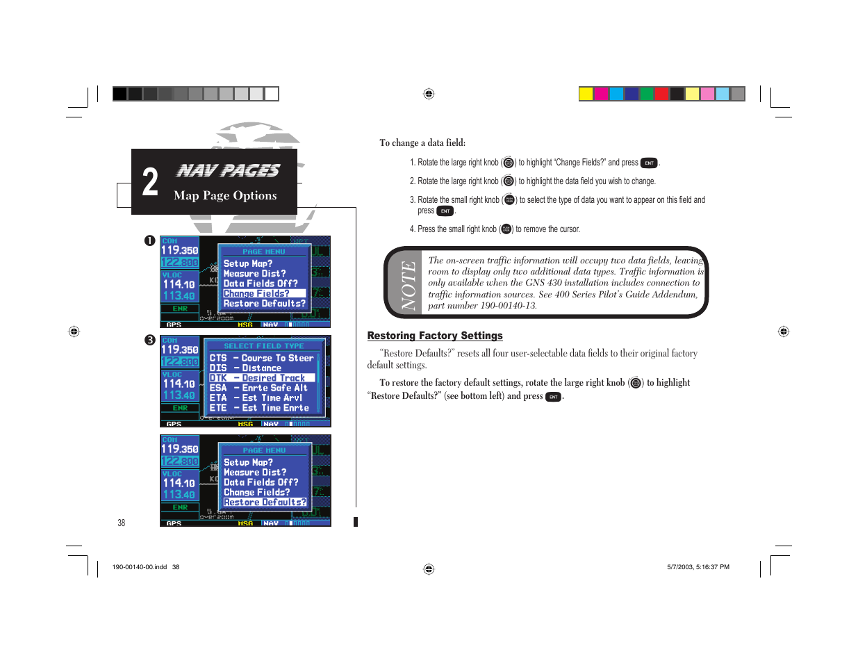 Nav pages | Garmin GNS 430 User Manual | Page 46 / 204