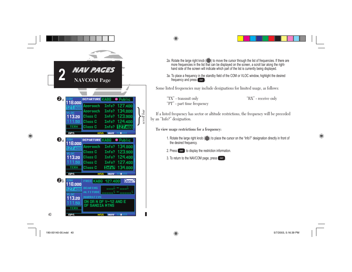 Nav pages | Garmin GNS 430 User Manual | Page 48 / 204