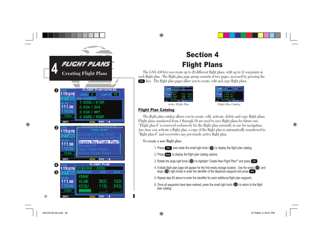 Flight plans | Garmin GNS 430 User Manual | Page 62 / 204